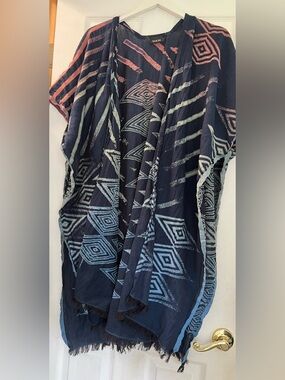 Saachi Boho Geometric Navy Kimono Ombre Accents colorful fringe indie indian